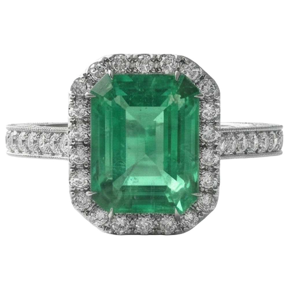 Green Emerald And Natural Earth Mined Diamond ( Not Lab Grown ) Wedding Ring White Gold Jewelry 21.50 Ct