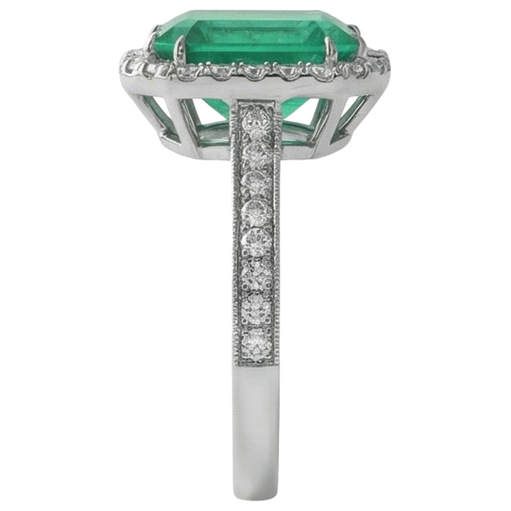 Green Emerald And Natural Earth Mined Diamond ( Not Lab Grown ) Wedding Ring White Gold Jewelry 21.50 Ct