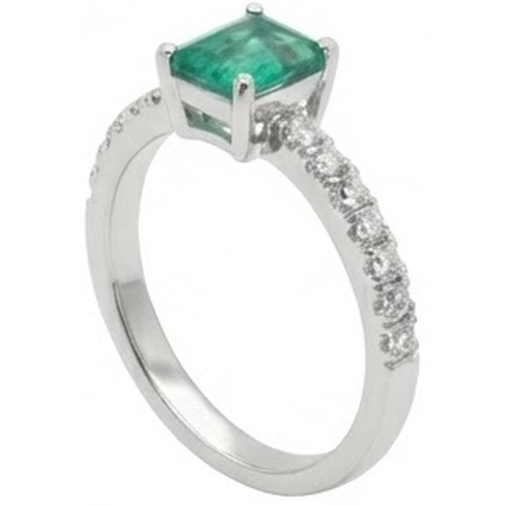 natural round emerald 2.80ct ring profile view