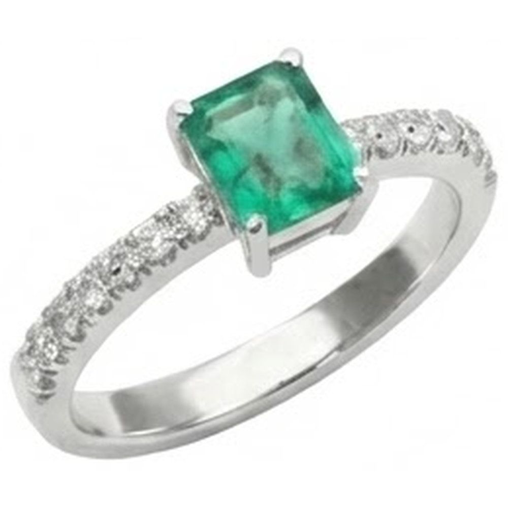 natural round emerald 2.80ct ring top view