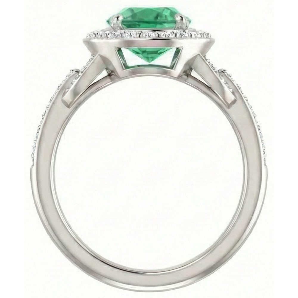 natural round emerald 4.85ct ring profile view