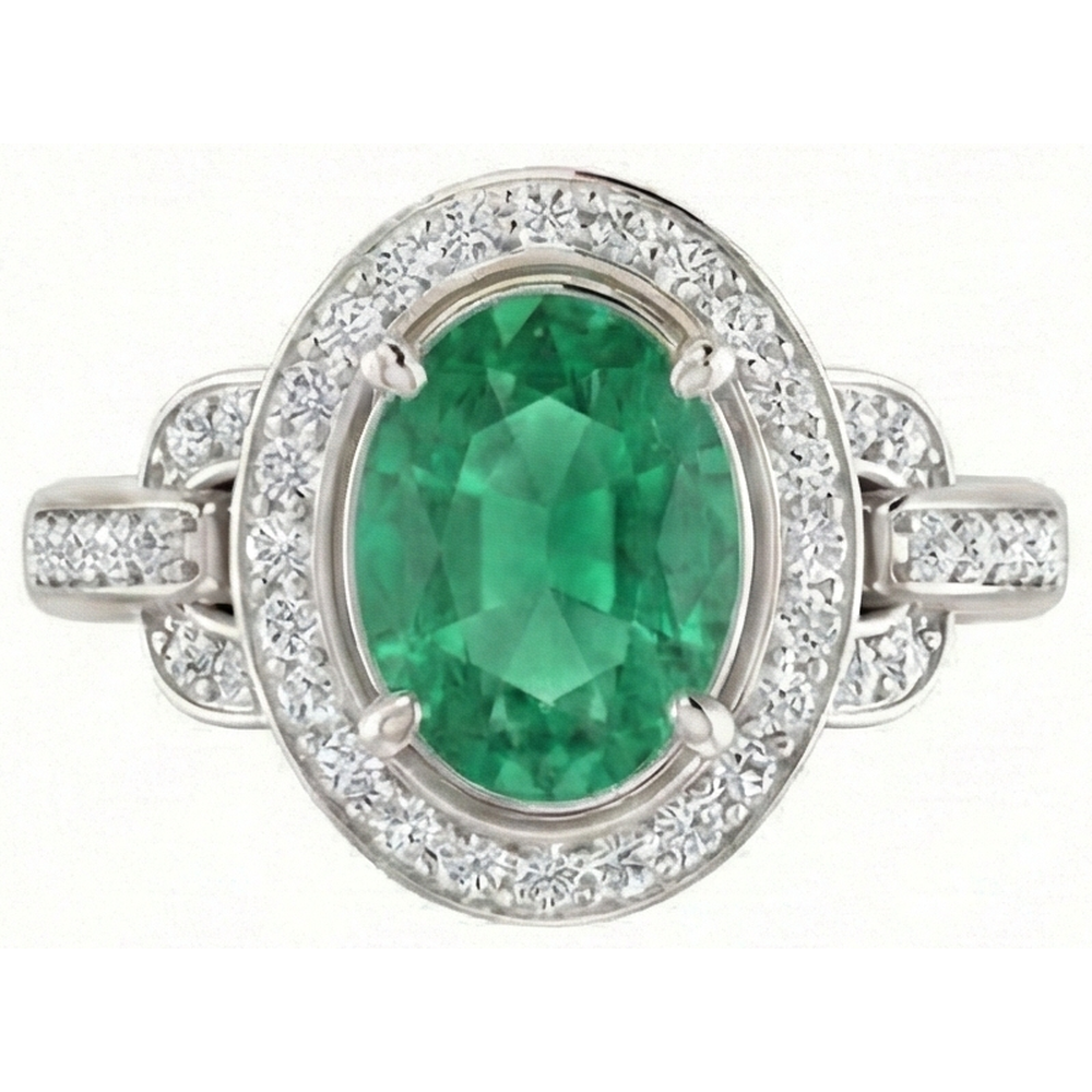 natural round emerald 4.85ct ring side angle