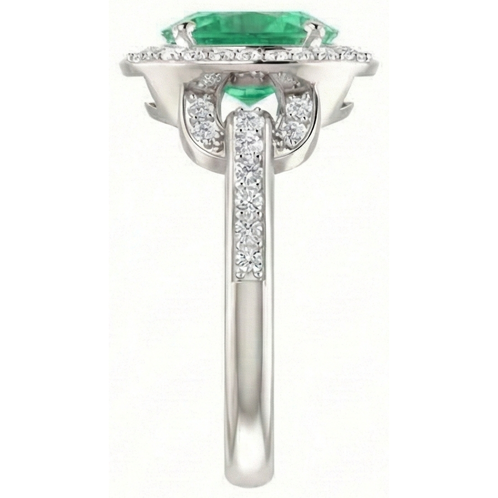 natural round emerald 4.85ct ring top view