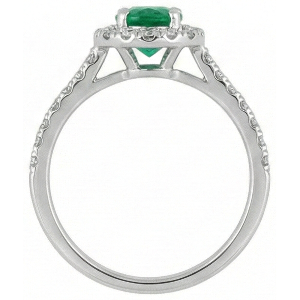 Green Emerald And Natural Earth Mined Diamond ( Not Lab Grown )s 5.25 Carats Wedding Ring 14K WG