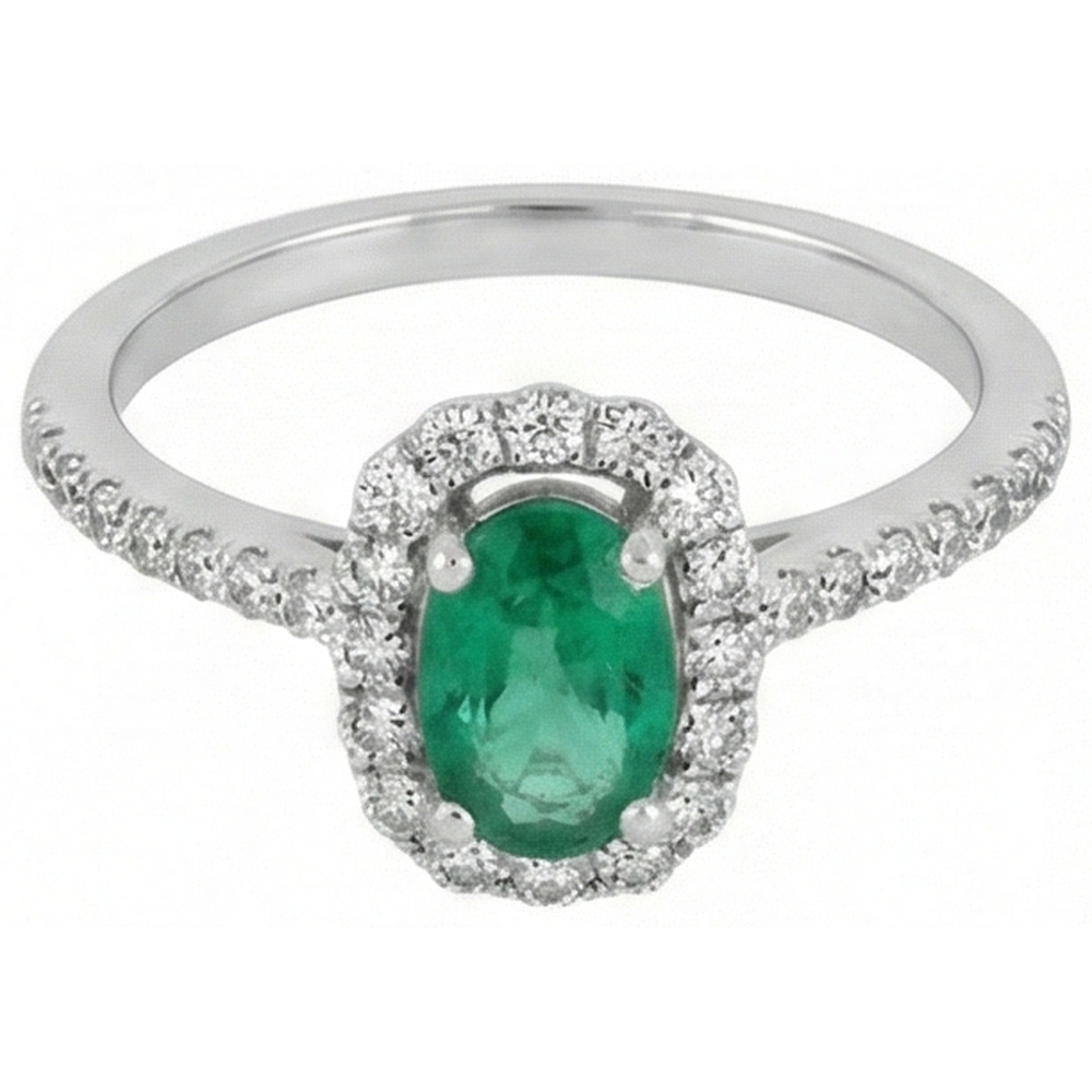Green Emerald And Natural Earth Mined Diamond ( Not Lab Grown )s 5.25 Carats Wedding Ring 14K WG