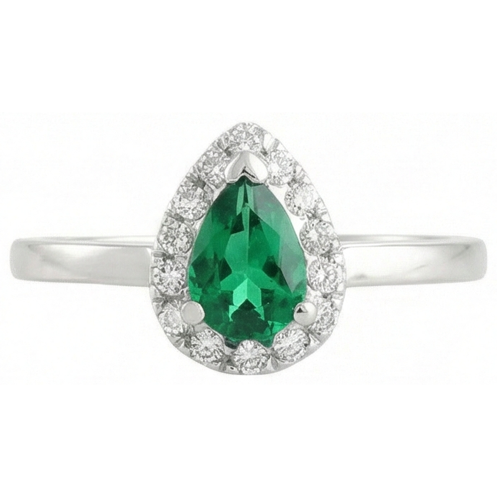 Green Emerald And Natural Earth Mined Diamond ( Not Lab Grown )s 5 Ct Anniversary Ring 14K White Gold New