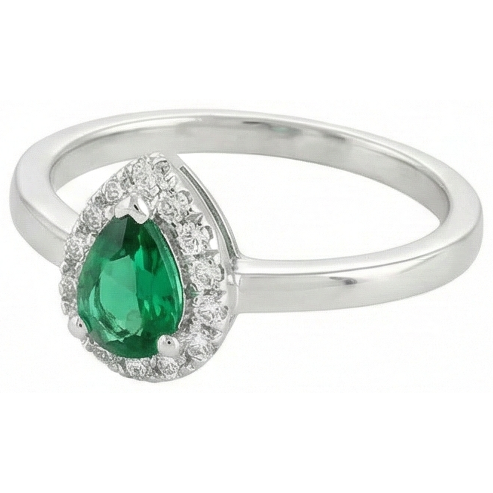 Green Emerald And Natural Earth Mined Diamond ( Not Lab Grown )s 5 Ct Anniversary Ring 14K White Gold New