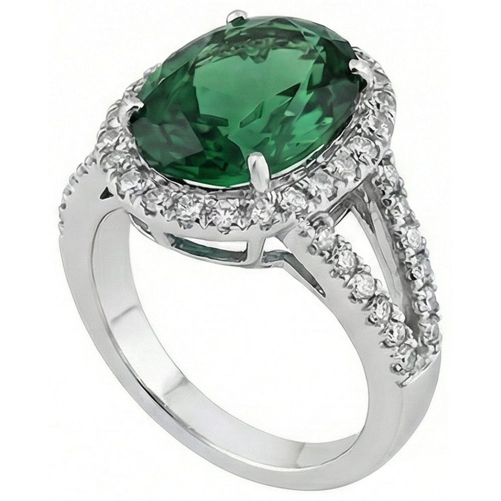 Green Emerald And Natural Earth Mined Diamond ( Not Lab Grown )s Cocktail Ring