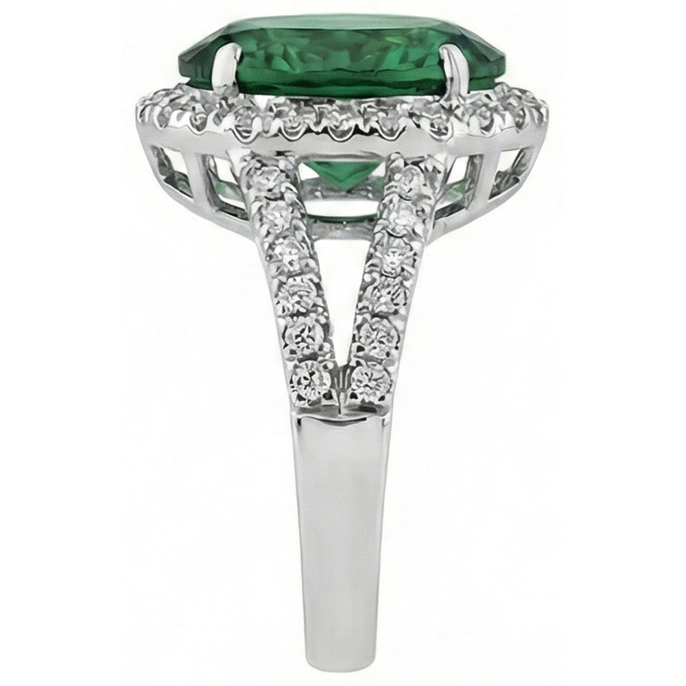 Green Emerald And Natural Earth Mined Diamond ( Not Lab Grown )s Cocktail Ring