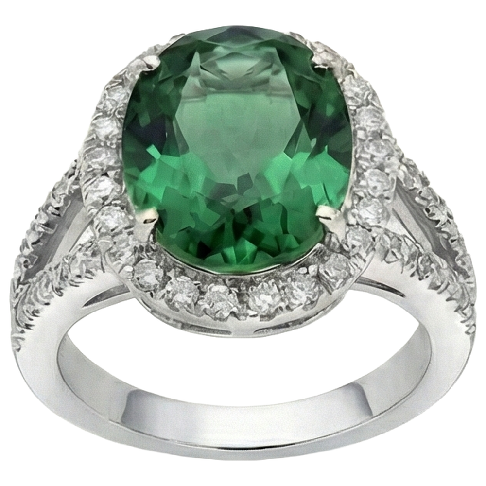 Green Emerald And Natural Earth Mined Diamond ( Not Lab Grown )s Cocktail Ring
