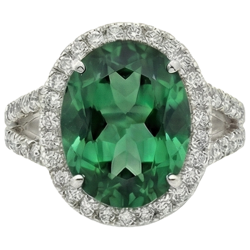 Green Emerald And Natural Earth Mined Diamond ( Not Lab Grown )s Cocktail Ring