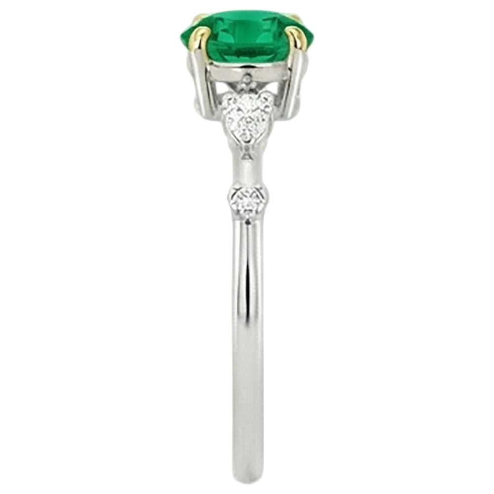 Precious Stone Ring Two-Tone 14K Gold with Fine Emerald – profile view