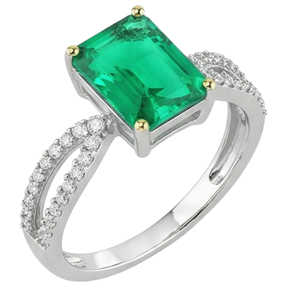 Handmade Colombian Emerald Precious Stone Ring 2 ct – profile view