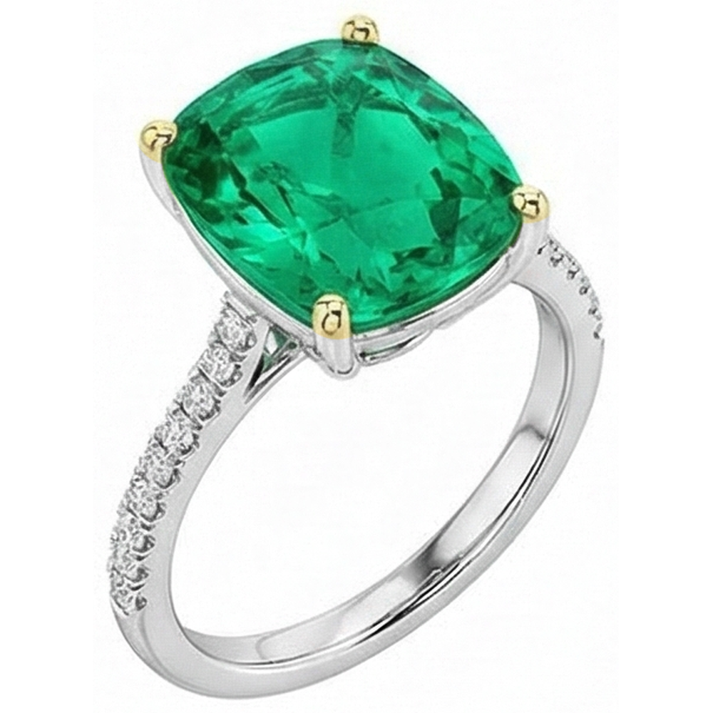 Elegant Colombian Emerald Gemstone Ring 4 ct – side view