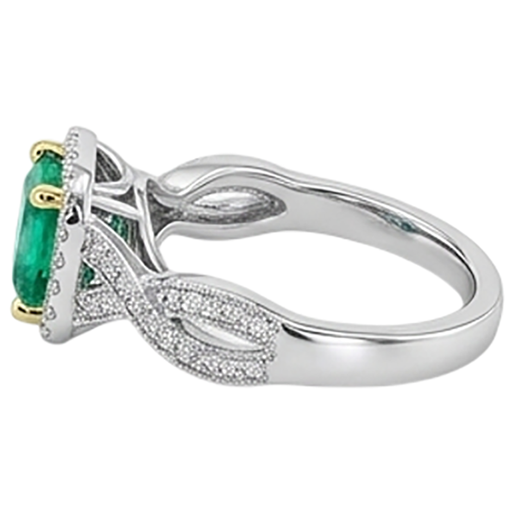 Natural Fine Emerald Gemstone Ring – profile view