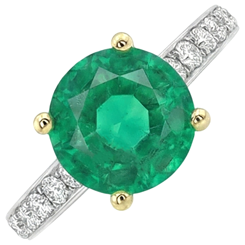 Real Colombian Emerald Precious Stone Ring 2.50 ct Two-Tone 14K Gold – side view