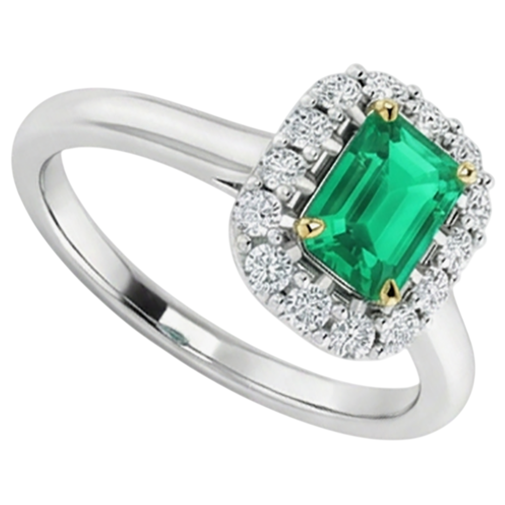 Emerald Cut Emerald ring in 14K Two Tone Gold – profile view
