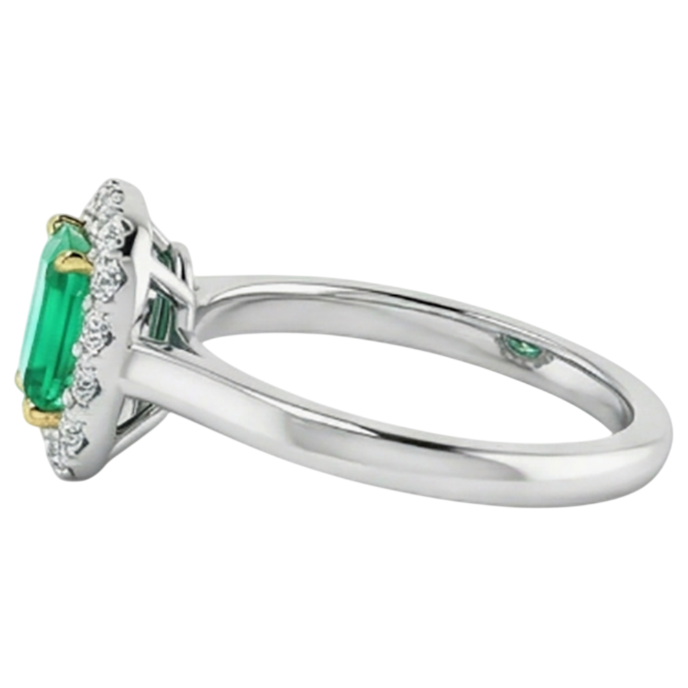 Emerald Colored Stone Ring 2-ct 14K Two Tone Gold – top view
