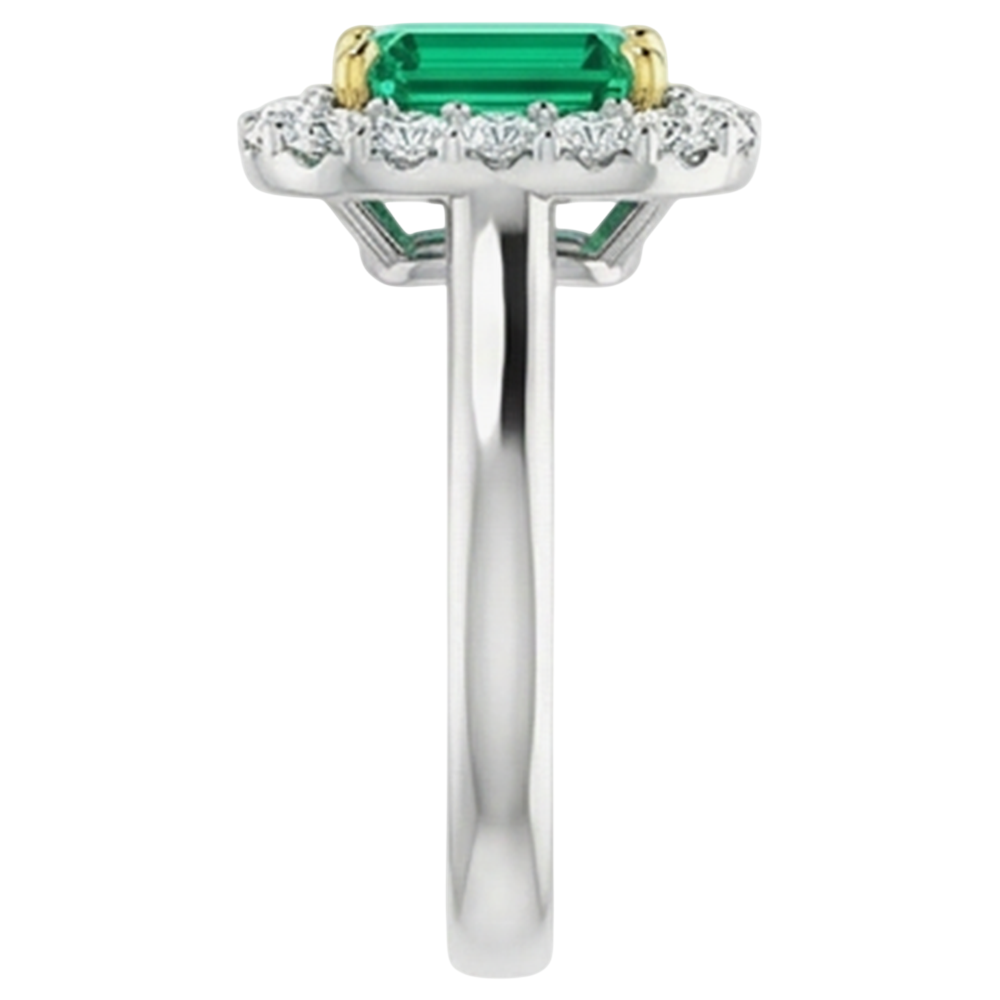 Emerald Cut Emerald ring in 14K Two Tone Gold – back view