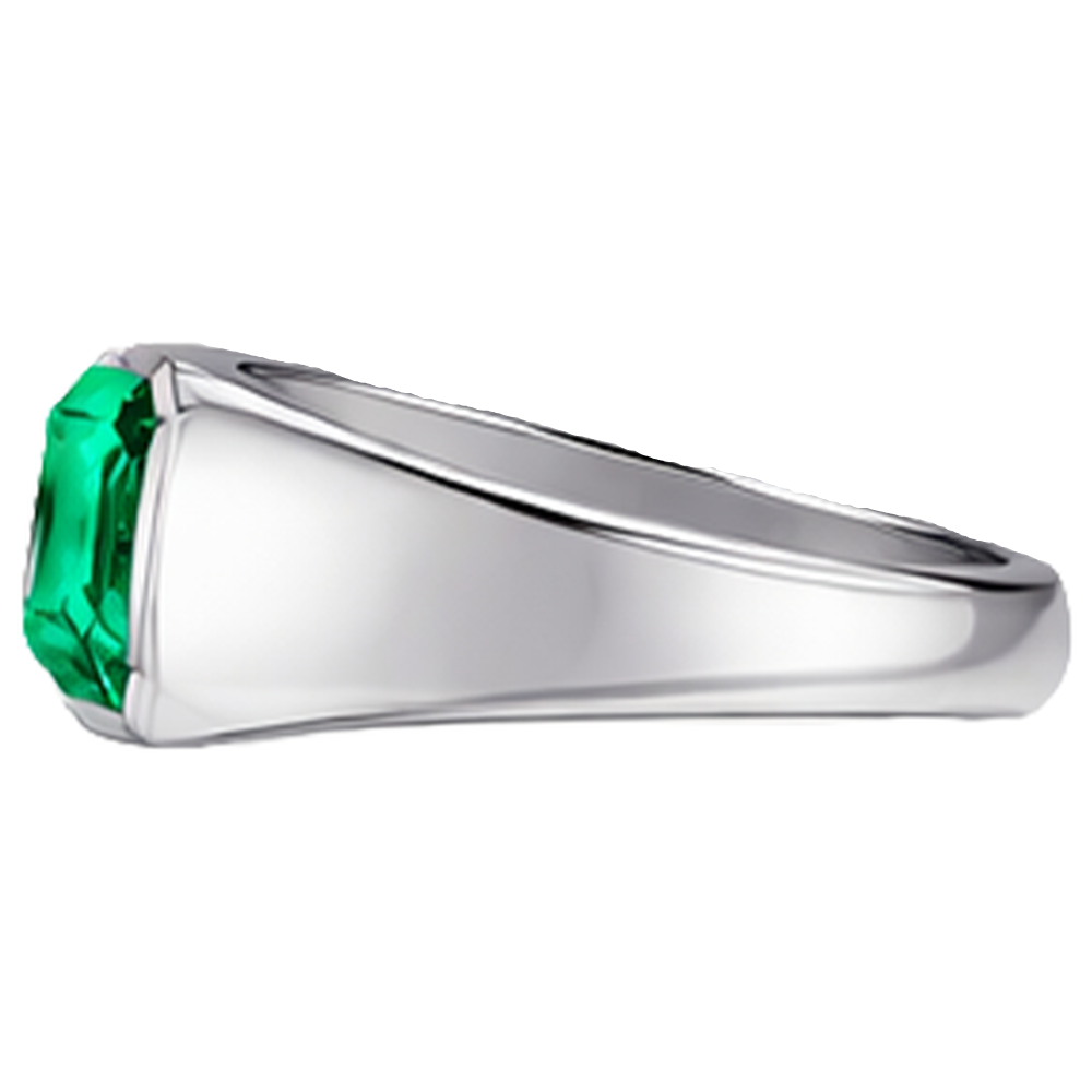 Asscher Fine Emerald ring in 14K White Gold – profile view