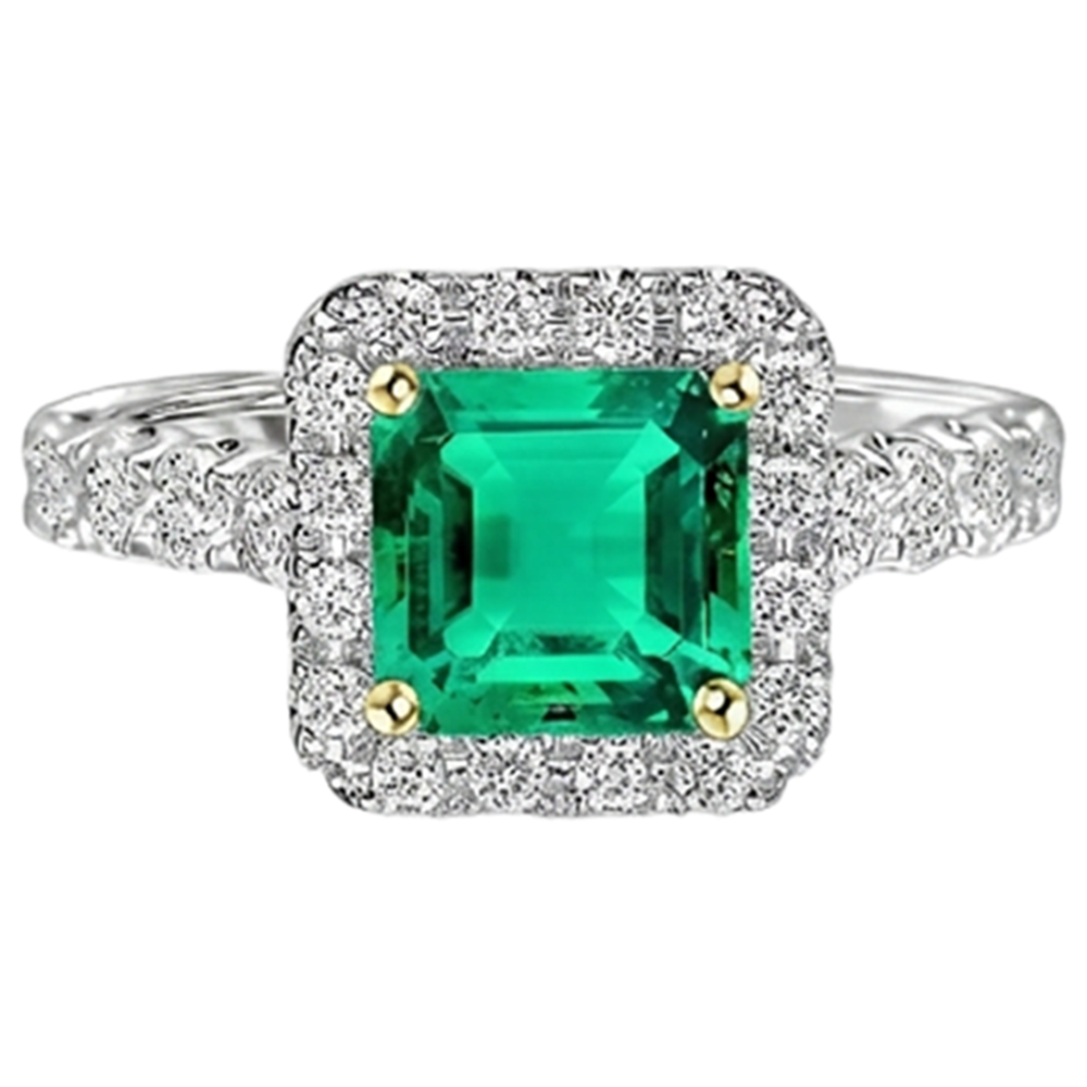 Genuine Emerald Precious Stone Ring – front view