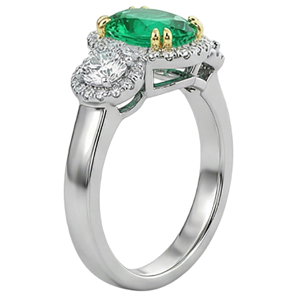 Genuine Emerald Precious Stone Ring – angle view
