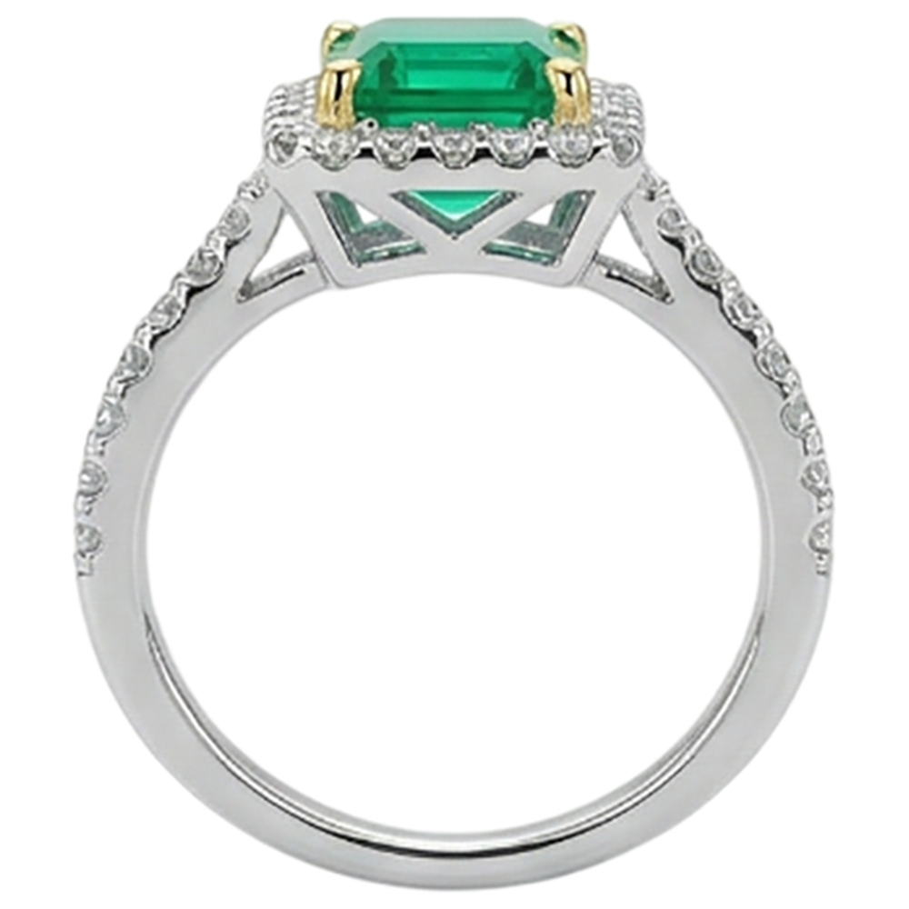 Natural Colombian Emerald Precious Stone Ring – back view