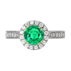 Colombian Emerald Gemstone Ring – Pavé 2.50 ct 14 Karat Two Tone