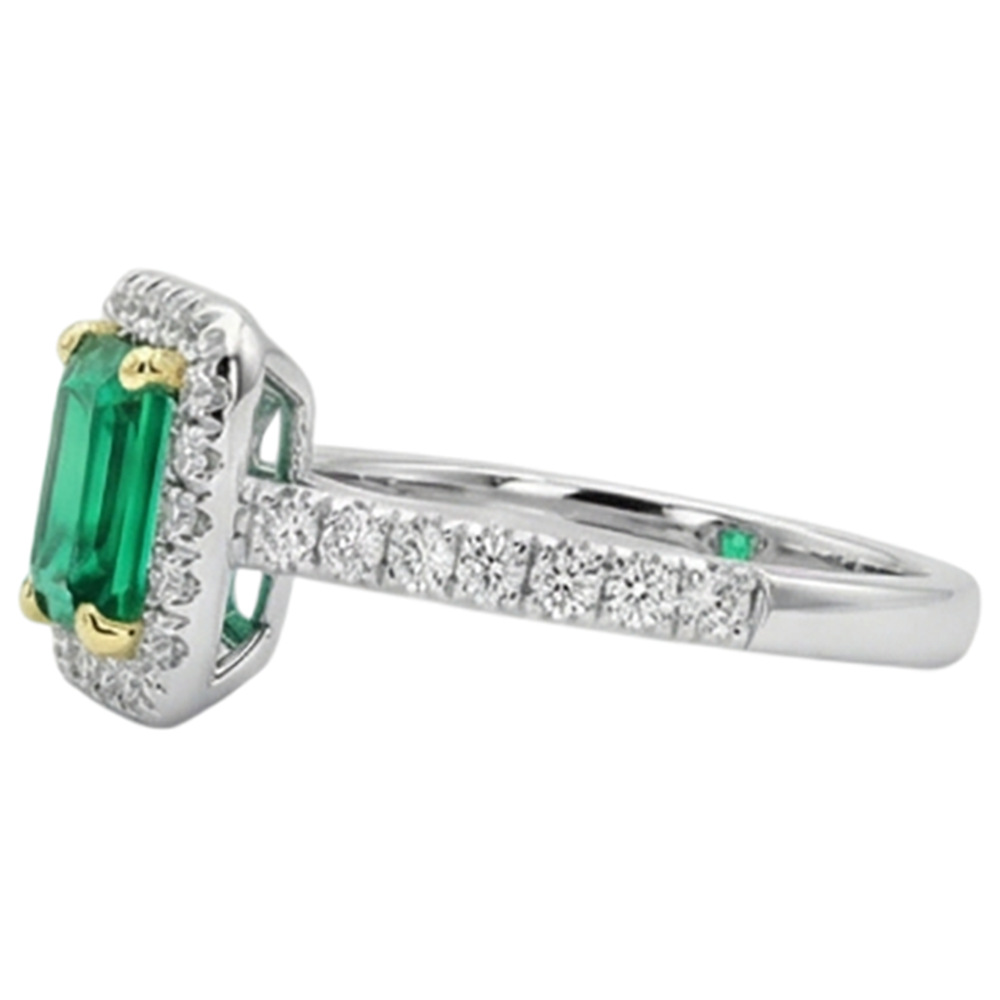 Artisan Colombian Emerald Colored Stone Ring 2 ct – profile view