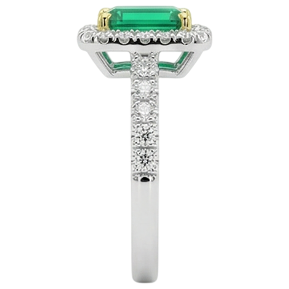 Artisan Colombian Emerald Colored Stone Ring 2 ct – top view