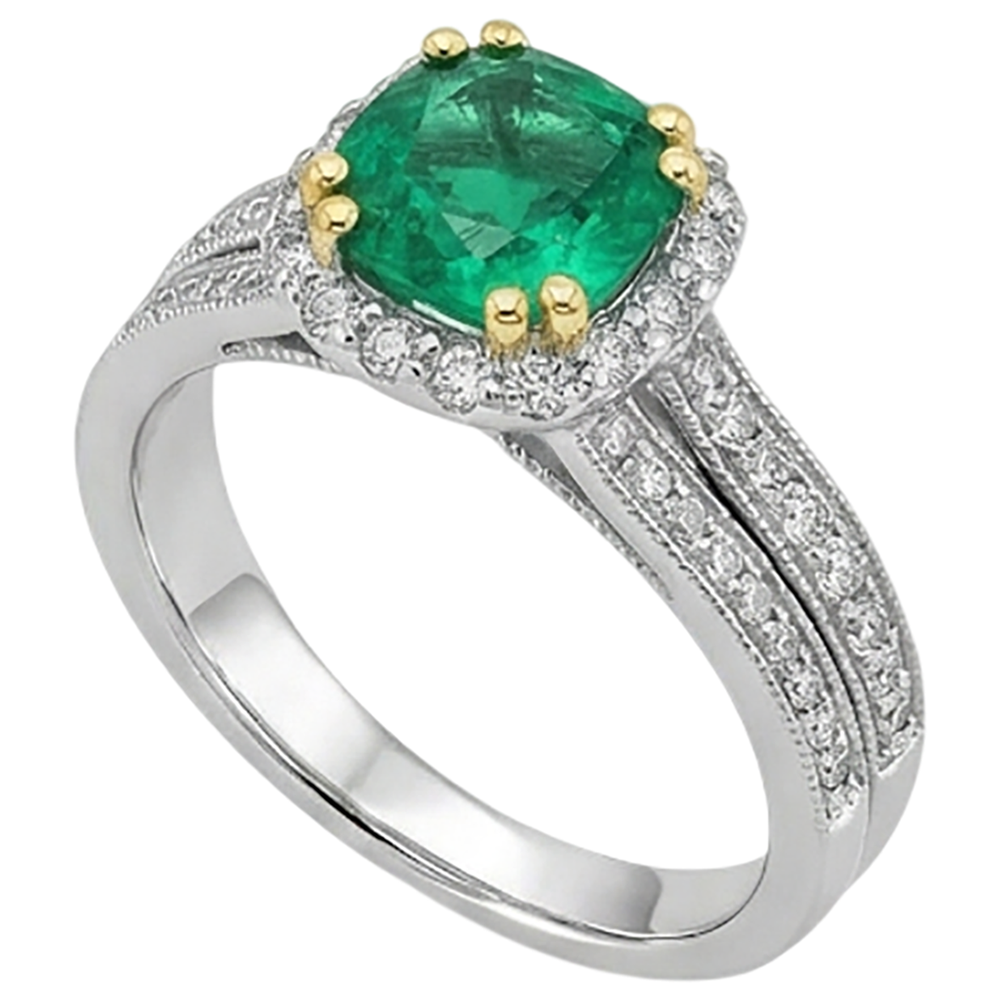 Genuine Fine Emerald Colored Stone Ring – angle view