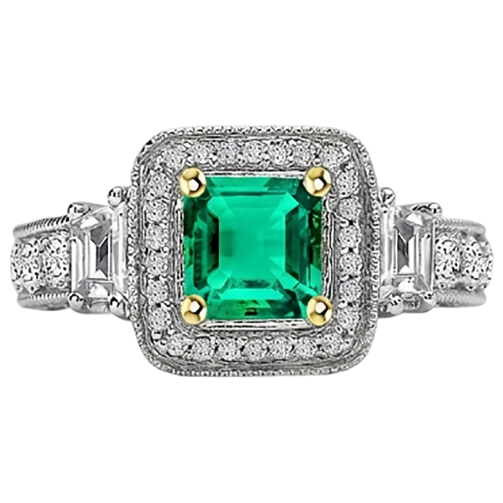 Genuine Fine Emerald Colored Stone Ring – angle view