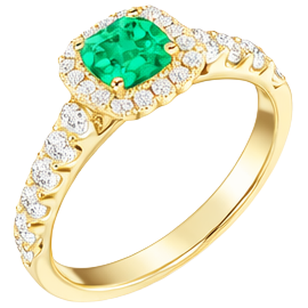 Genuine Emerald Precious Stone Ring 2 ct 14K Yellow Gold – profile view