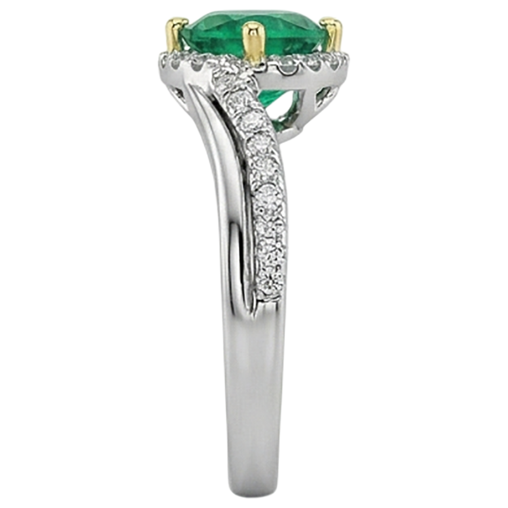 Emerald Precious Stone Ring 2.50-ct Two-Tone 14K Gold – back view