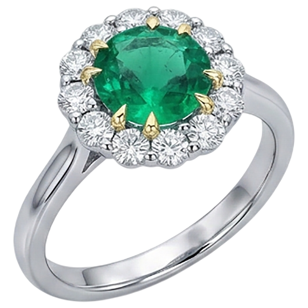 Emerald Colored Stone Ring 2.50-ct 14K Two Tone Gold – side view