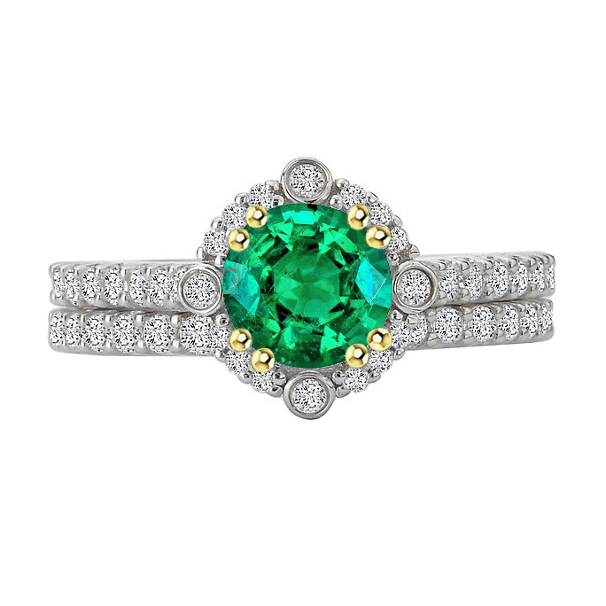 Fine Emerald Gemstone Ring 2.50-ct Two-Tone 14K Gold – main view