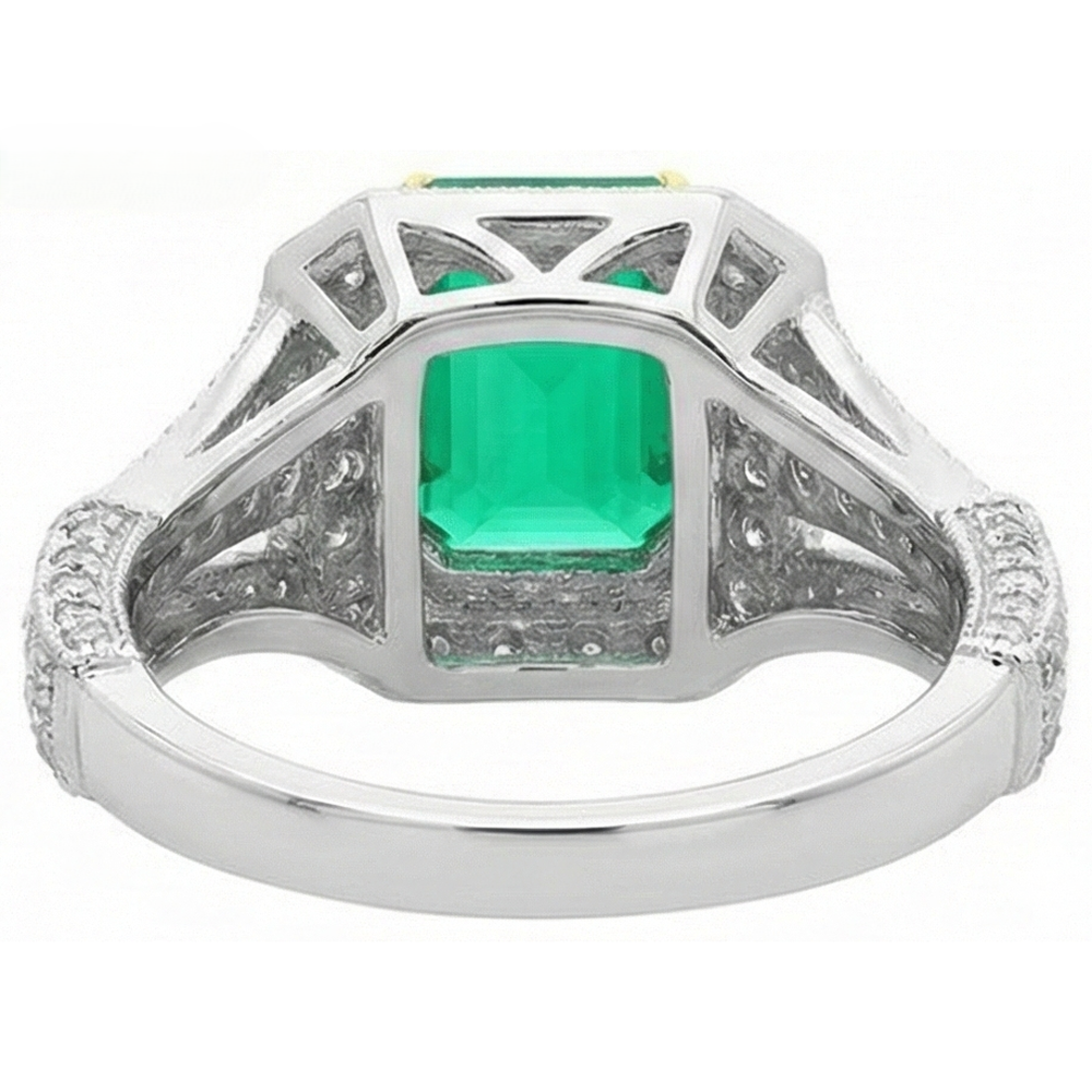 Emerald Cut Emerald ring in 14 Karat Two Tone Gold – top view
