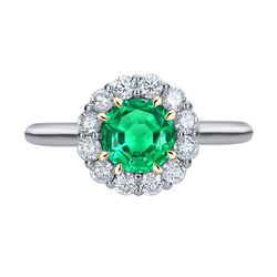 14K Two Tone Gold GIA Certified Emerald Colored Stone Ring 2.50