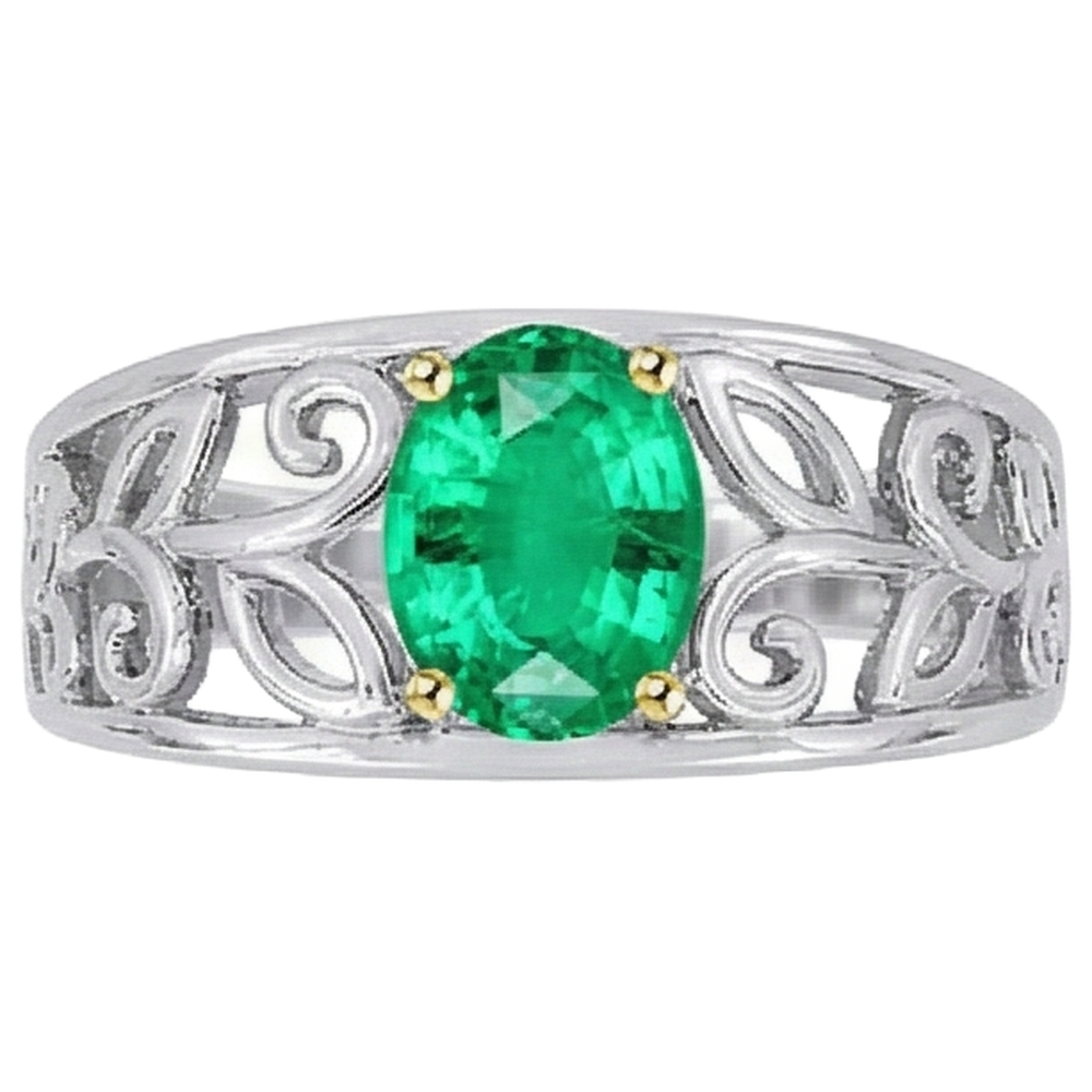 Luxury Colombian Emerald Colored Stone Ring 2 ct – angle view