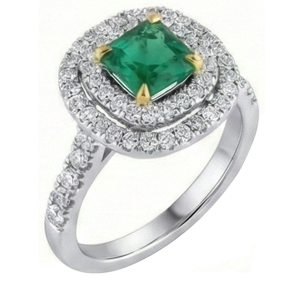 natural round emerald 3.70ct ring side angle