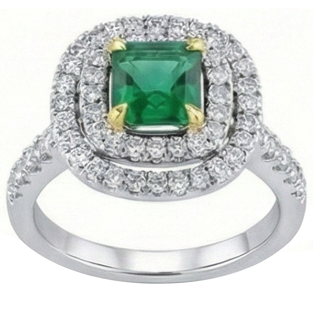 natural round emerald 3.70ct ring close up detail