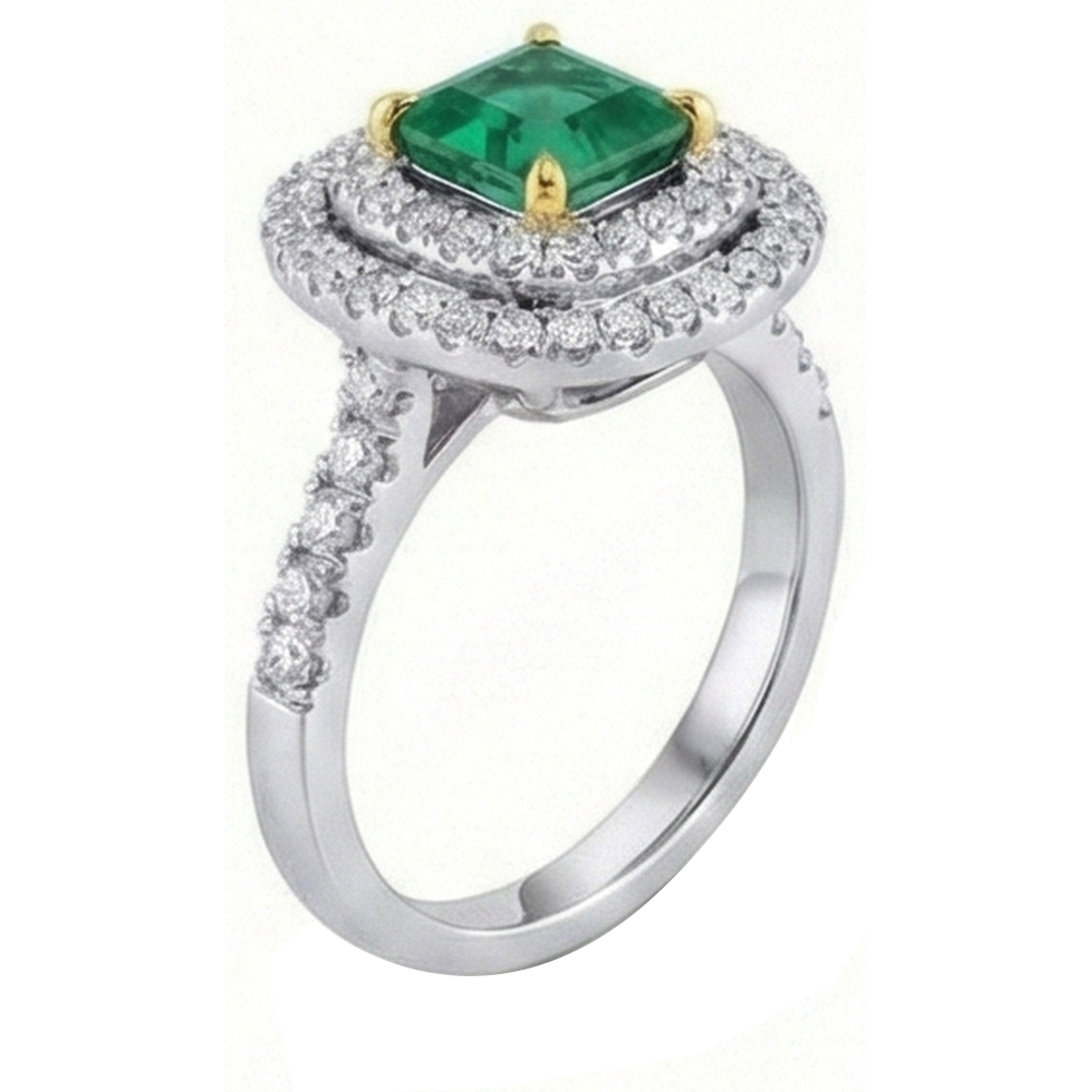 natural round emerald 3.70ct ring top view
