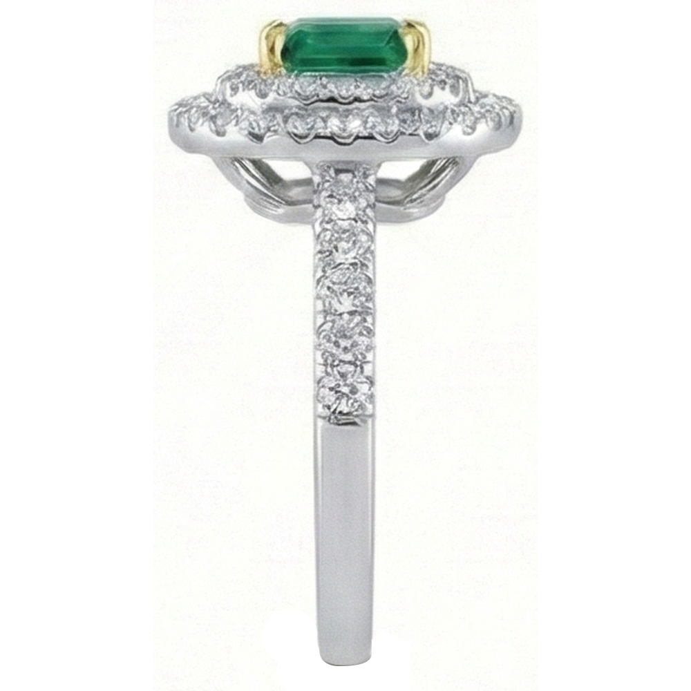 natural round emerald 3.70ct ring profile view