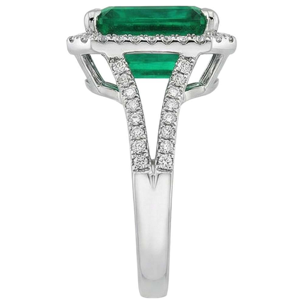 Green Emerald Natural Earth Mined Diamond ( Not Lab Grown )  Gemstone Engagement Ring 10.50 Carat WG 14K