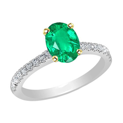 Emerald Colored Stone Ring – GIA Certified 2 ct Two-Tone 14K Gold