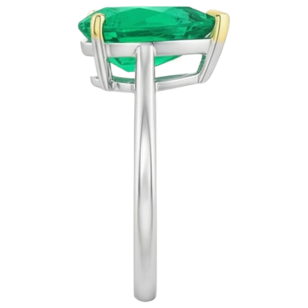 Natural Colombian Emerald Precious Stone Ring 3 ct Two-Tone 14K Gold – profile view