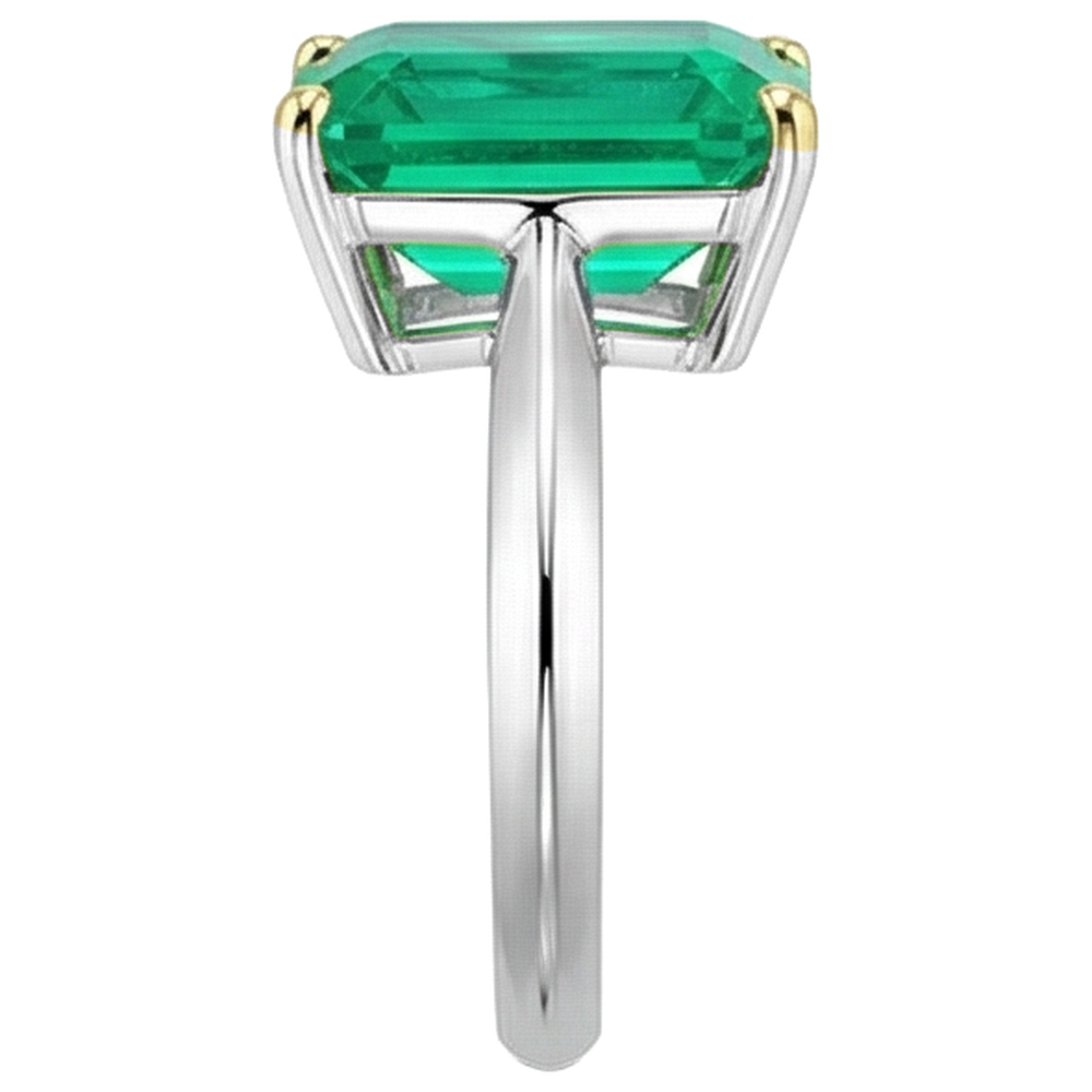 Colored Stone Ring Two-Tone 14K Gold with Emerald – profile view
