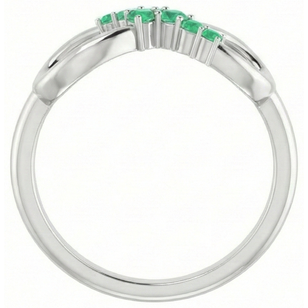 Green Emerald Ring Infinity Style 1 Carat White Gold 14K Jewelry