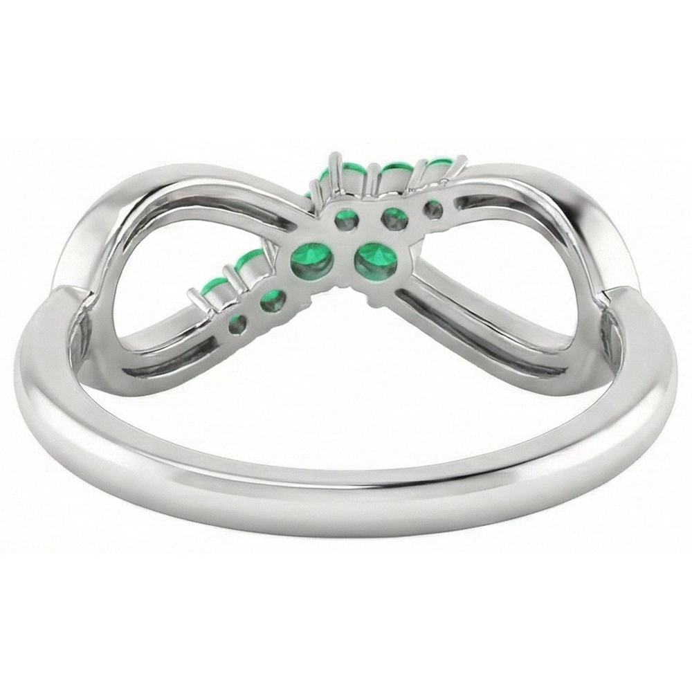 Green Emerald Ring Infinity Style 1 Carat White Gold 14K Jewelry