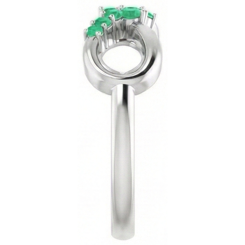 Green Emerald Ring Infinity Style 1 Carat White Gold 14K Jewelry